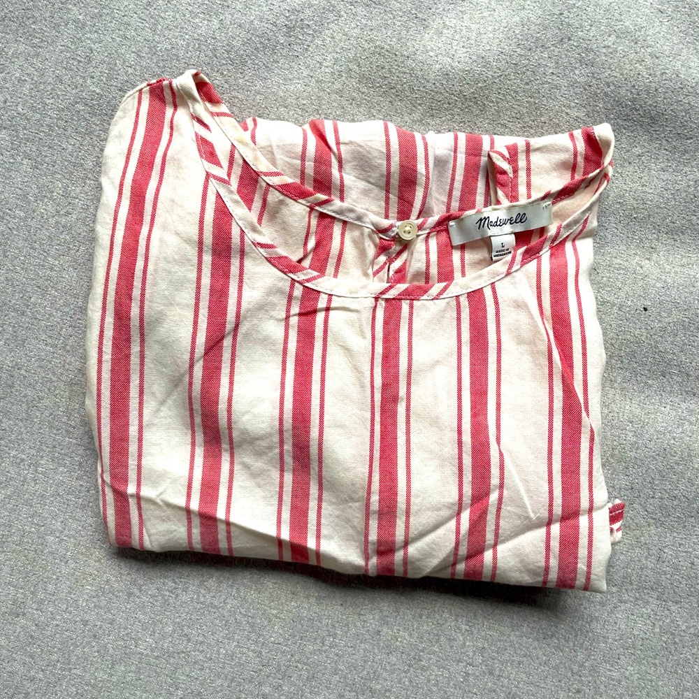 Madewell tank, red & white striped, size L